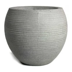Abby Ball Plant Pot - Ridged Cement -Indoor Plant Store Abby Ball Plant Pot Ridged Cement 23cm New