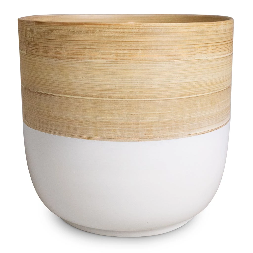Bamboo Plant Pot - White 5 Bamboo Plant Pot - White - Image 5