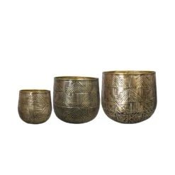 Calvin Metal Plant Pots - Set Of 3 - Matt Gold -Indoor Plant Store Calvin metal plant pots set of 3 matt gold