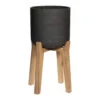 Charlie Plant Pot - Tall Stand - Black Washed
