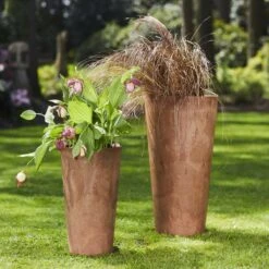 Claire Artstone Tall Planter - Oak -Indoor Plant Store Claire Artstone Tall Planter Oak 1