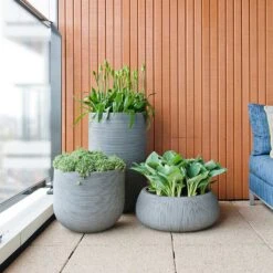 Cody Plant Pot - Ridged Dark Grey 24 Cody Plant Pot - Ridged Dark Grey -Indoor Plant Store Cody Eileen Planters Ridged Cement
