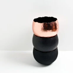 Hammered Bowl - Copper With Black -Indoor Plant Store Hammered Bowl Black Copper LS1a