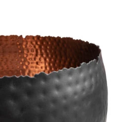 Hammered Bowl - Black With Copper -Indoor Plant Store Hammered Bowl Black with Copper SWATCH 2
