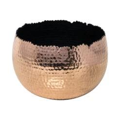 Hammered Bowl - Copper With Black -Indoor Plant Store Hammered Bowl Copper Black19cm