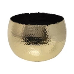 Hammered Bowl - Gold With Black -Indoor Plant Store Hammered Bowl Gold Black19cm