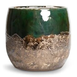 Lindy Plant Pot - Black Green -Indoor Plant Store Lindy Plant Pot Black Green 19x16cm