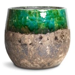 Lindy Plant Pot - Black Green -Indoor Plant Store Lindy Plant Pot Black Green 23x20cm