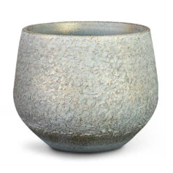 Noor Plant Pot - Metallic Grey -Indoor Plant Store Noor Plant Pot Metallic Grey 16x13cm