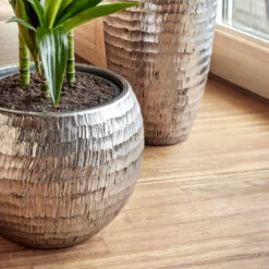 Opus Hammered Partner Planter - Silver -Indoor Plant Store Opus Hammered Globe Silver Opus Hammered Partner Silver 2 d93f5714 3d41 4847 8389 04f5e4b37e2d