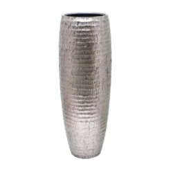 Opus Hammered Partner Planter - Silver -Indoor Plant Store Opus Hammered Partner Planter Silver 35x97cm