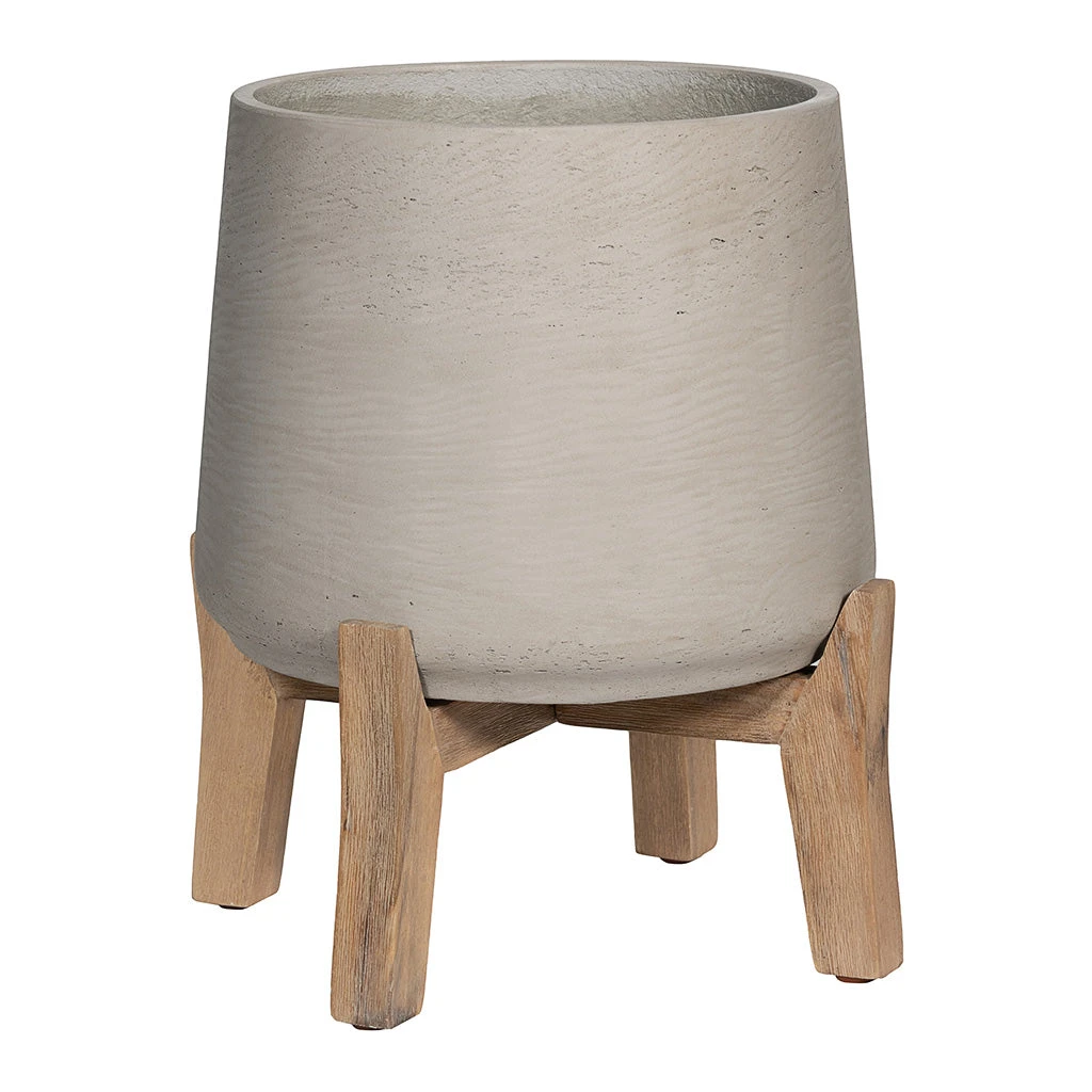 Patt Plant Pot - Low Stand - Grey Washed 1 Patt Plant Pot - Low Stand - Grey Washed