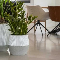 Harley Plant Pot - Ridged White Stripe -Indoor Plant Store Ridged Harley Plant Pot White Stripe Lifestyle 2