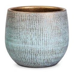 Ryan Plant Pot - Blue Gold 17 Ryan Plant Pot - Blue Gold -Indoor Plant Store Ryan Plant Pot Blue Gold 18x16cm