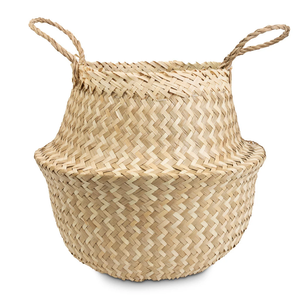 Seagrass Chevron Basket - White Lined 1 Seagrass Chevron Basket - White Lined