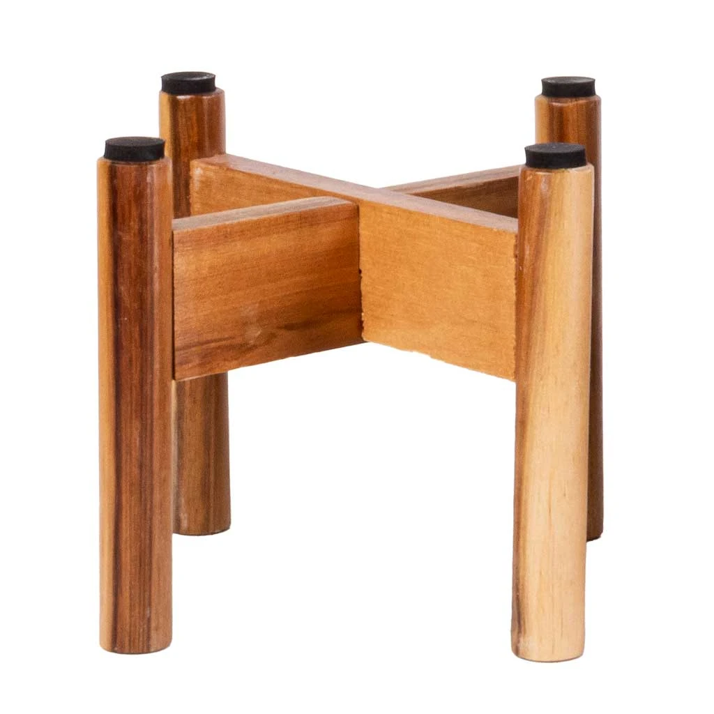 Vigo Plant Pot With Wooden Stand - Concrete Grey 4 Vigo Plant Pot With Wooden Stand - Concrete Grey - Image 4